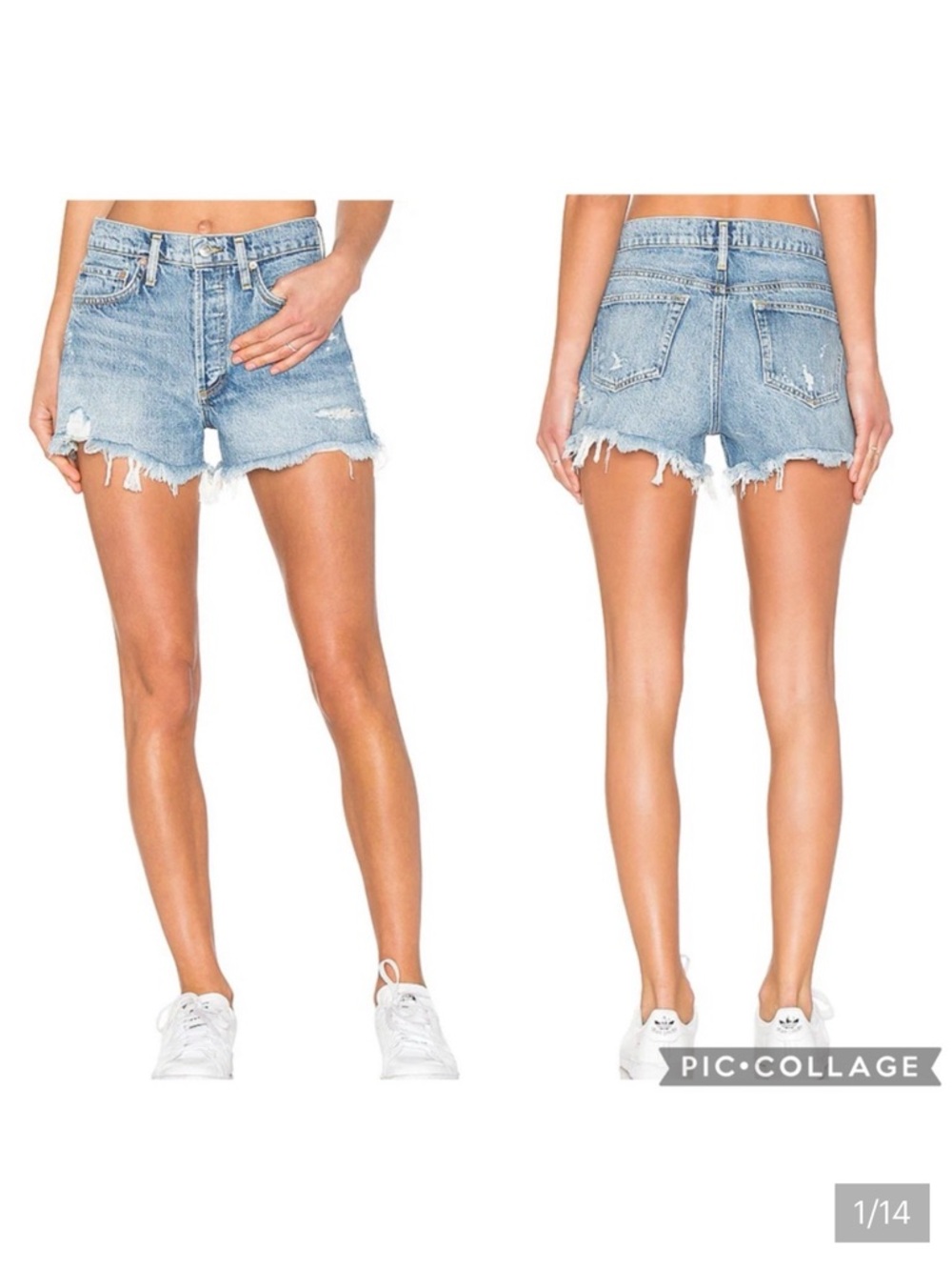 AGOLDE Parker Vintage Cut Off Denim Jean Shorts Light Wash Button Fly Size 28” - Picture 2 of 15